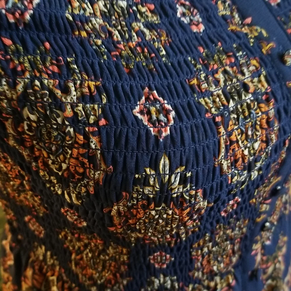Xhilaration Blue & Orange Romper W Train Off Shoulder - Picture 6 of 11